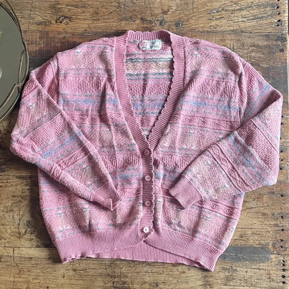 Vintage 100% Cotton Ladies Isle of Cotton Knit Sweater - Picture 1 of 6